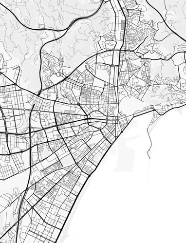 málaga-mapa-de-la-ciudad-arte-línea-blanca-y-negra-para-imprimir-papel-pintado-pared-decoración-casa-oficina-392524155 copia